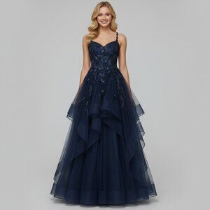 Alyce midnight blue dress, size 14, NEW WITH TAGS!